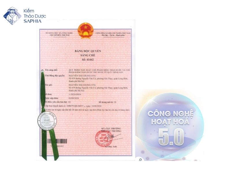 Bằng sáng chế công nghệ kiềm hoạt hóa thảo dược của Saphia