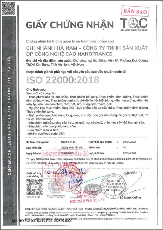 Giay Chung Nhan An Toan Thuc Pham