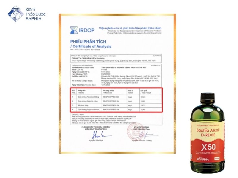 Saphia Alkali D-Revie X50 an toàn có độ pH cao lành tính